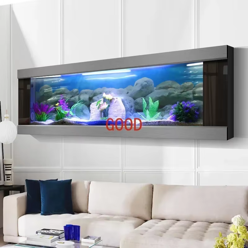 Tanque de Acuario Suspendido para Pared Grande Tamaño de Vidrio Paisaje Acuático Instalación Fácil para Hogar y Oficina — imagen 5