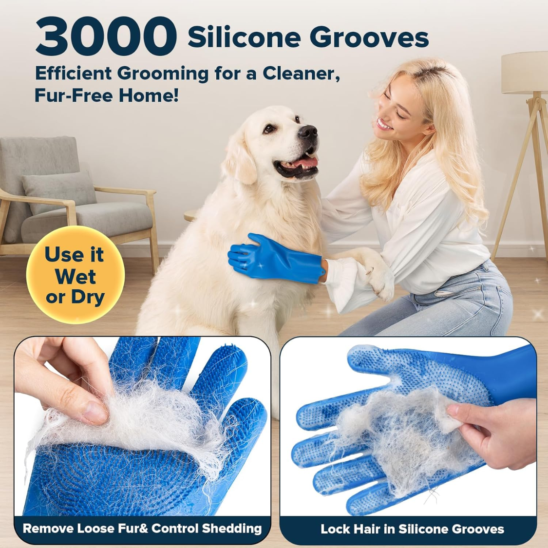 Set de 6 Piezas de Suministros de Baño y Aseo para Perros y Gatos: Guantes de Lavado, Cepillo de Baño y Cepillo de Ducha para Perros, Guantes de Aseo para Mascotas, Kit de Aseo para Perros — imagen 5