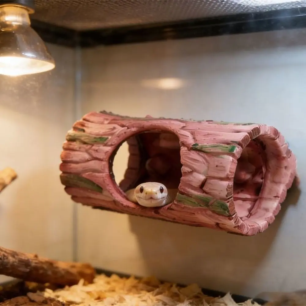 Resin Ornament Reptile Hideout Cave Tree Hollow Climbing Space Hollow Tree Trunk Decor Strong Suction Cup Comfortable — image 1