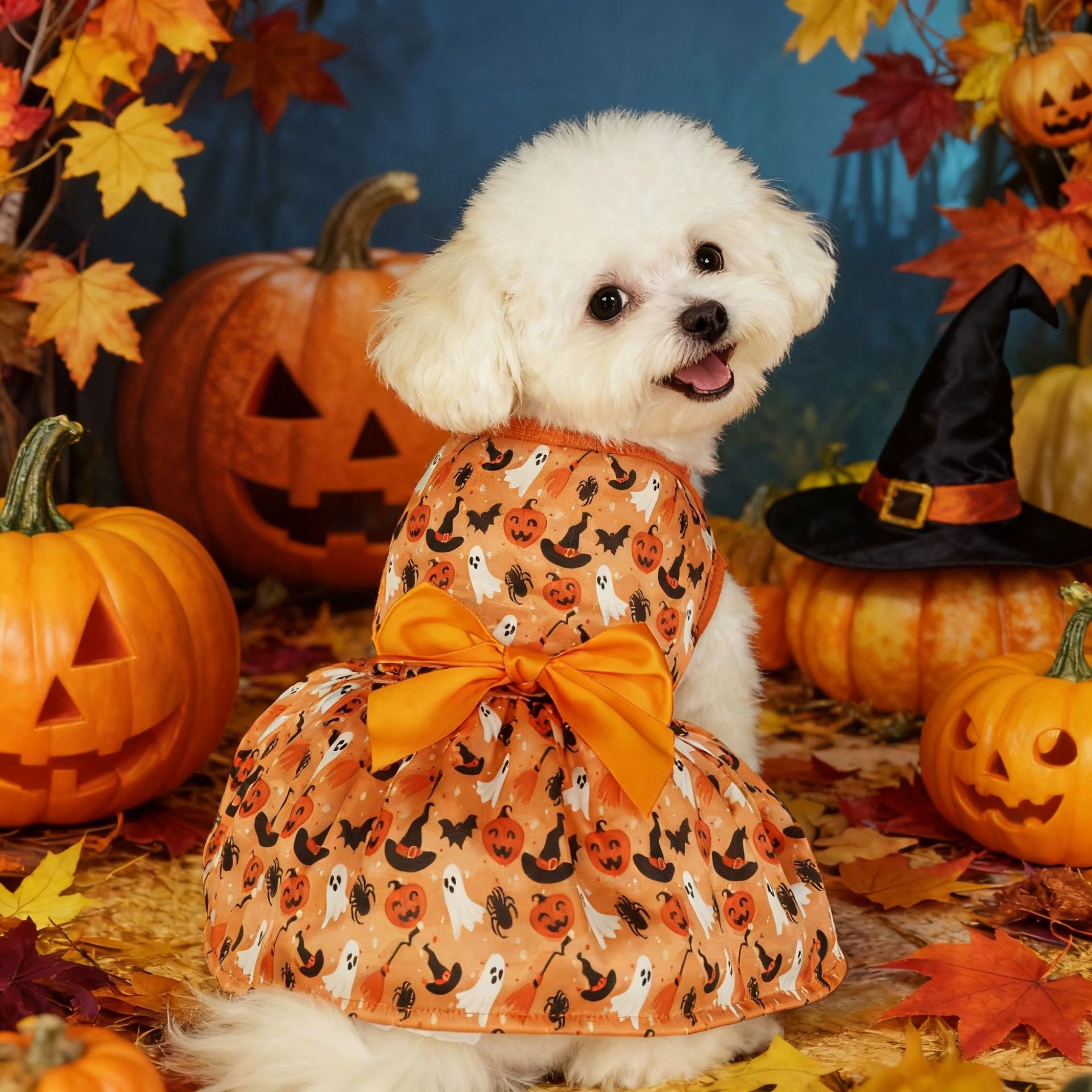 Disfraz de Halloween para Perros, Diseño de Calabaza y Murciélago, Ropa de Moda Nueva para Canes — imagen 4