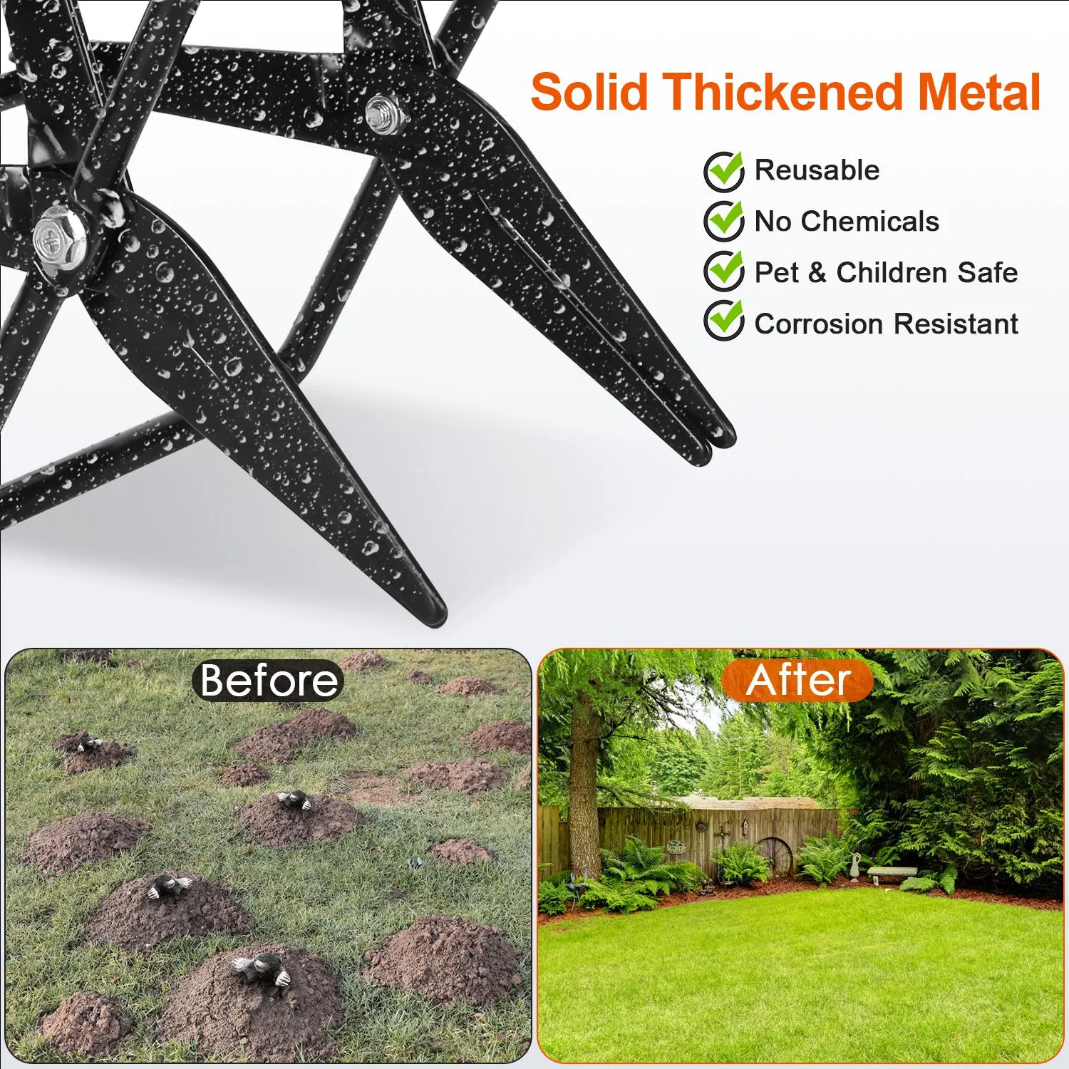 Powerful Mole Snap Trap - Thickened Waterproof Metal, Easy Foot-Step Setup, Humane Instant Kill, Safe for Lawn & Pets — image 2