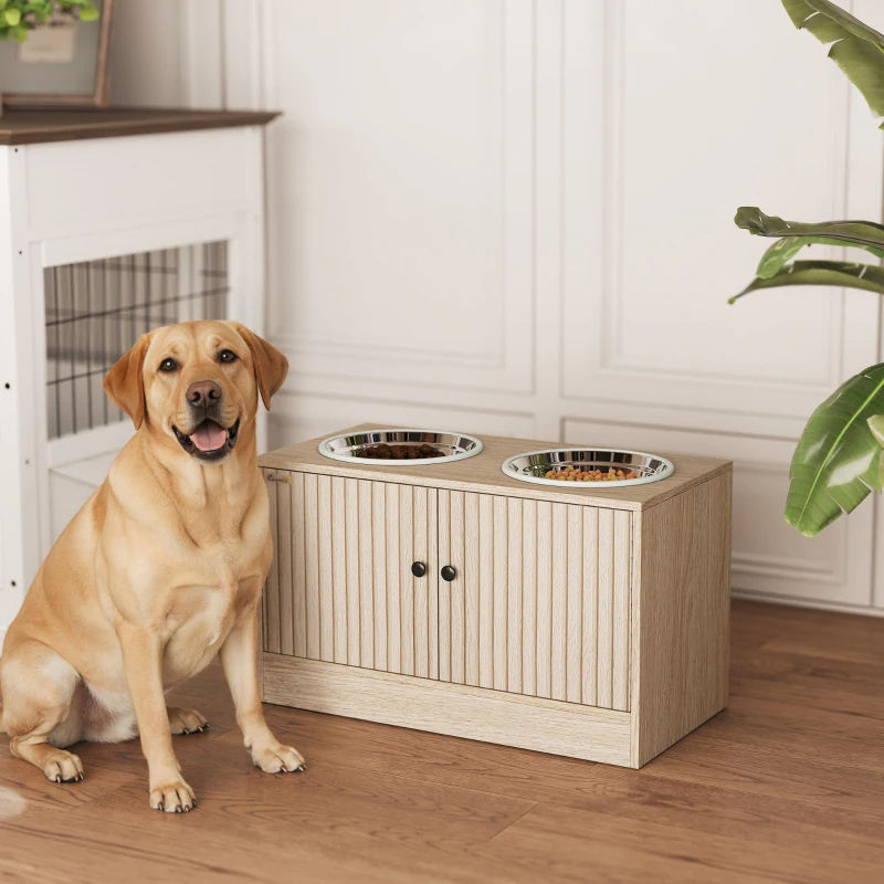 Elevated Dog Bowl, Large Feeding Dog Bowl Stand With 2 Stainless Steel Bowls, Storage Drawer, And Slow Feeder Mat — image 3