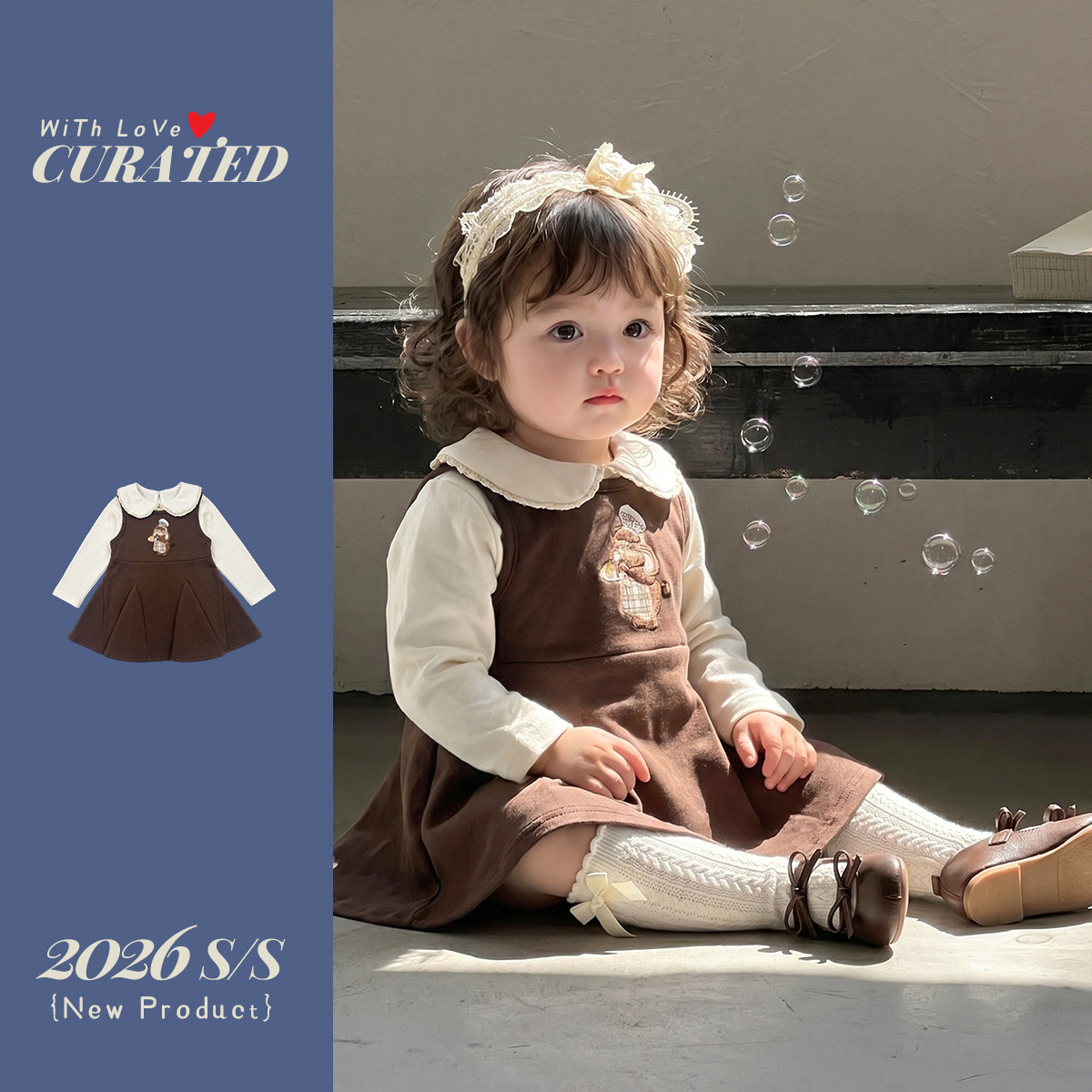 Set de Vestido con Brocado de Oso para Niñas, 2 Piezas — imagen 6