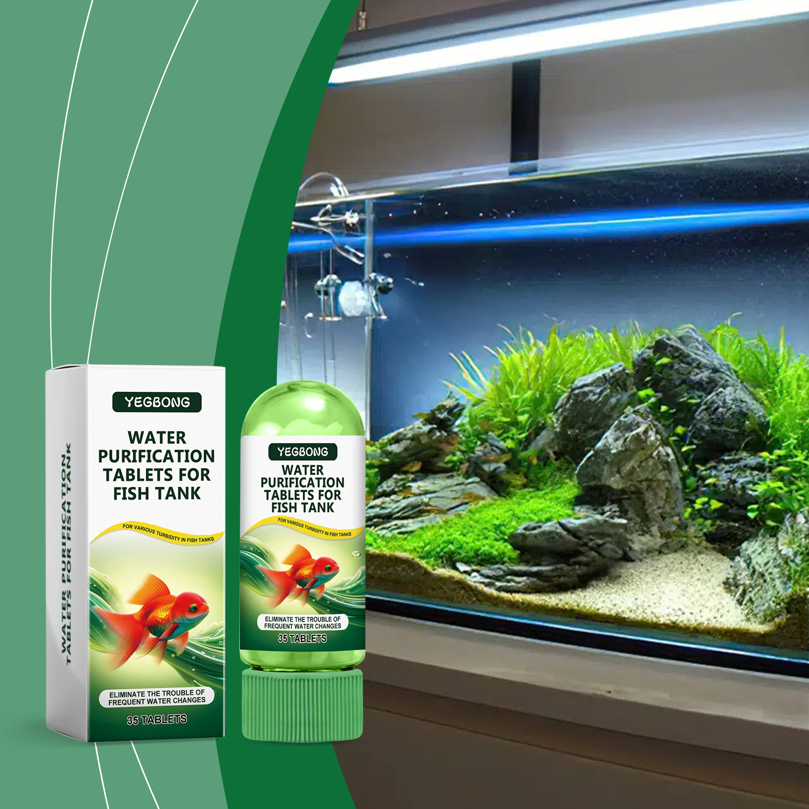 Yegbong Aquarium Water Purification Tablets, Water Quality Dedicated To Clean Deodorizing Algae Stains Sludge Clear Fish Pond — image 3