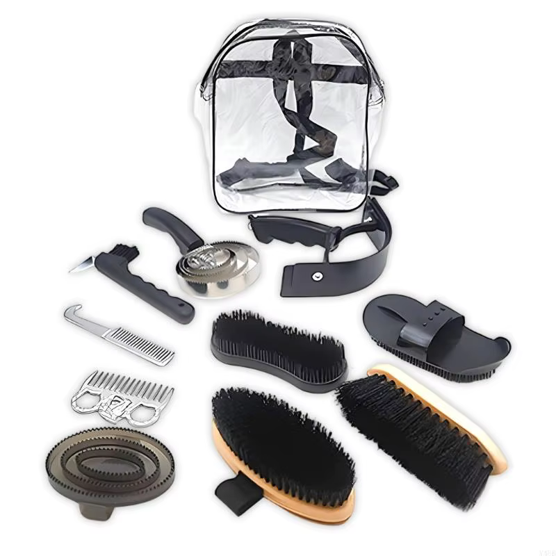 Brush and Comb Horse Grooming Set for Horses, Coat Care Tools for Dust Lifting, Barn Cleanup and Routine Grooming Work Across — image 2