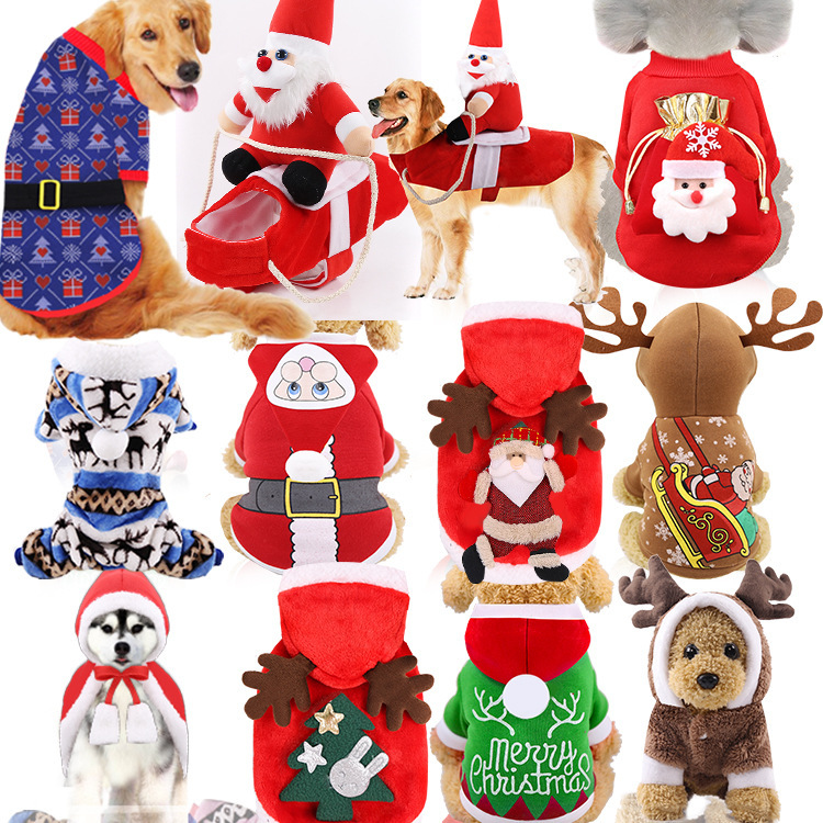 Small medium and large dogs Christmas pet supplies clothes teddy bears cotton coats — image 2