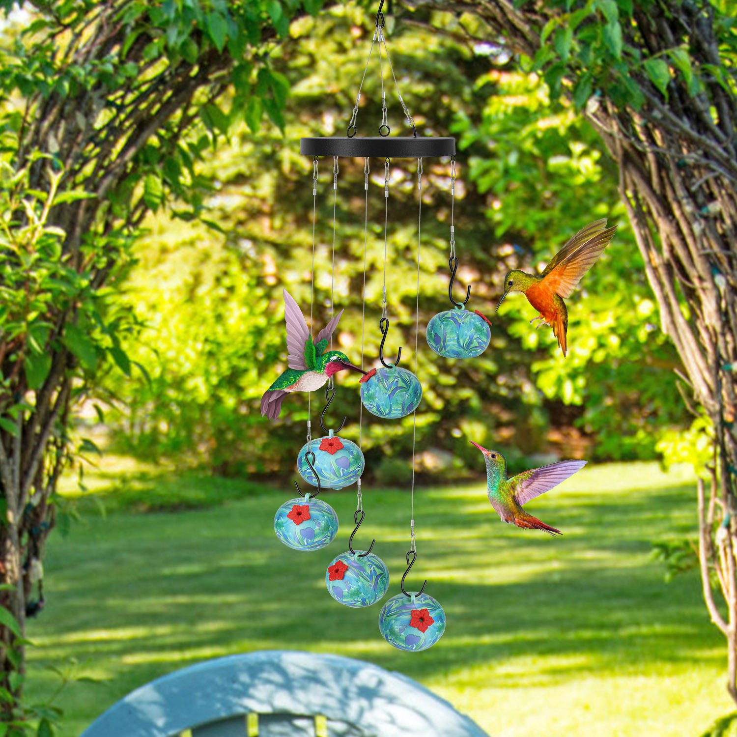 Cascabelas Colibríes Comedor de Humo Insecticida y Abeja Prueba para Exterior Pendiente para Observación Decoración para Jardín Terraza Patio Balcón — imagen 10