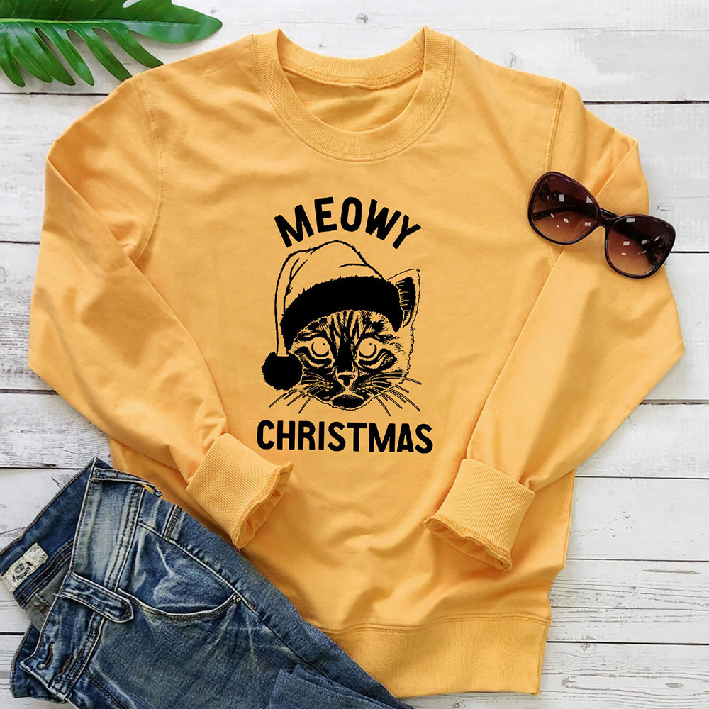 Letter printed cat round neck hoodie — image 4