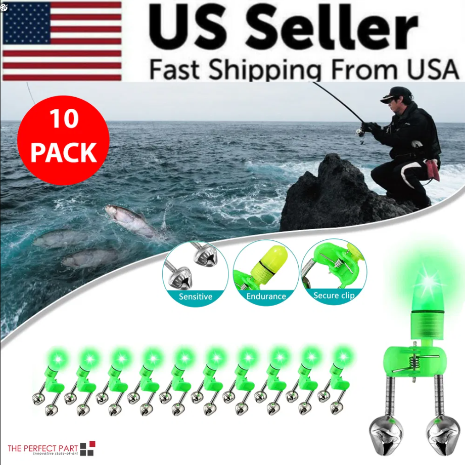 Alarma de Mordida LED para Pesca Nocturna, 10/40 Piezas, 2 Campanas, Luz, Clip para Punta de Caña, Anillo de Alerta — imagen 7