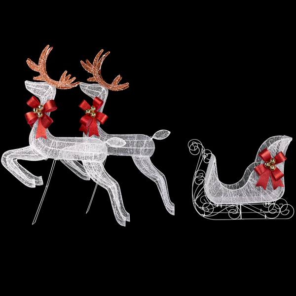 Trineo de Renos, Luz Blanca, Malla en Polvo, Luces Navideñas, Reno — imagen 12