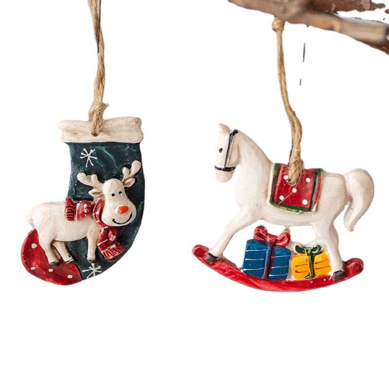 American Retro Christmas Resin Ornament Reindeer Carousel Christmas Tree Decoration Hanging Ornament Scene Decor — image 5