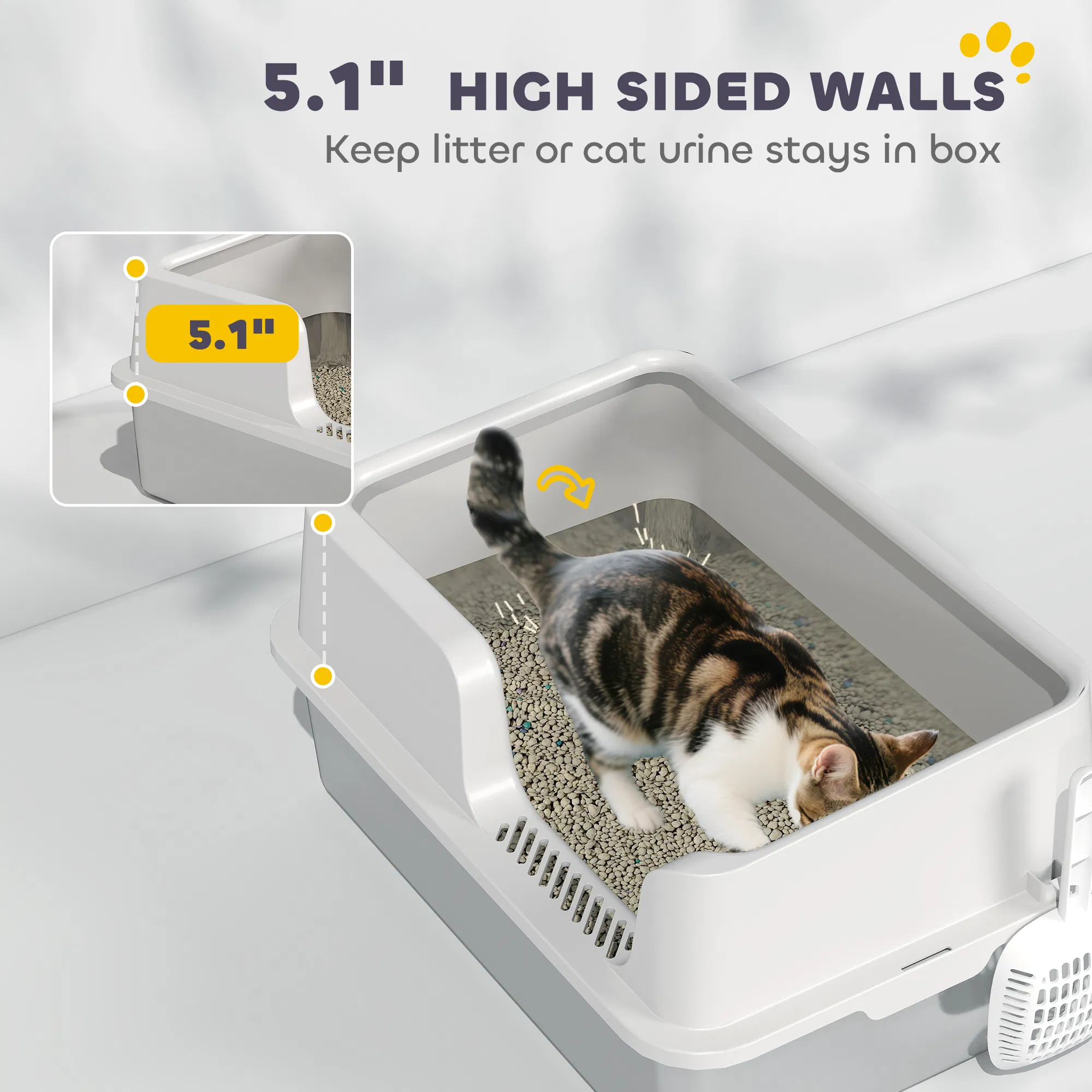 Stainless Steel Cat Litter Box with Lid with Scoop, High Sided, Non-Stick, & Anti-Urine Leakage, Easy Cleaning — image 3