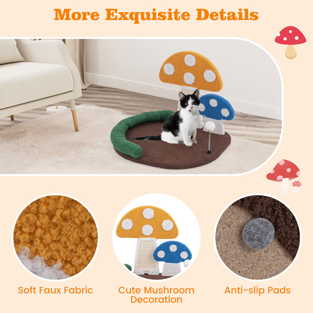 Mushroom Cat Bed Cat Claw Scratcher With Wide Bed And Sisal Scratch Panel — image 6