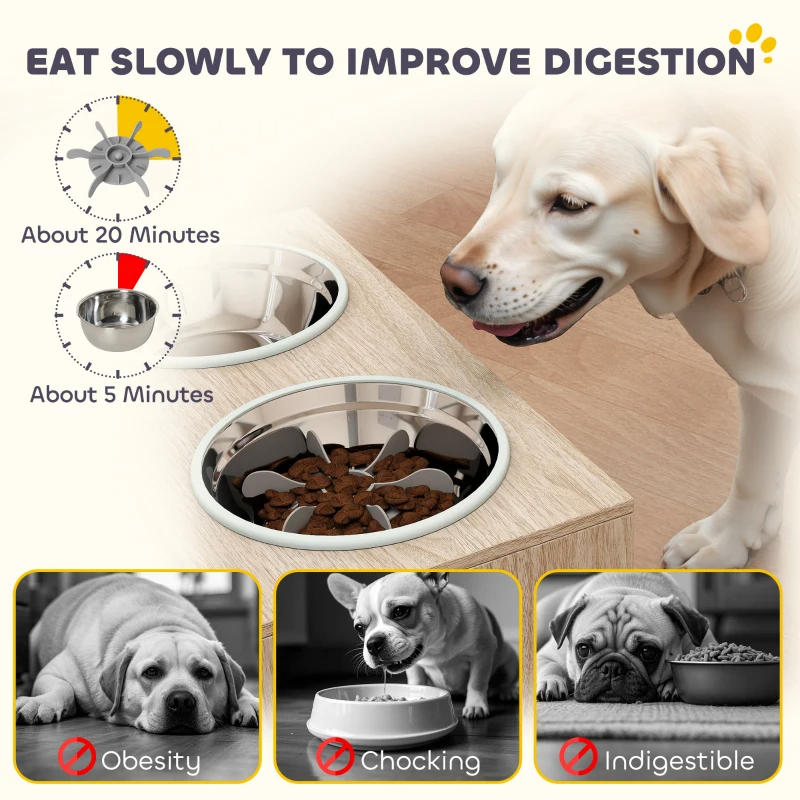 Elevated Dog Bowl, Large Feeding Dog Bowl Stand With 2 Stainless Steel Bowls, Storage Drawer, And Slow Feeder Mat — image 10