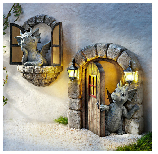 Little Dragon Ornament On The Cute Balcony Dinosaur Door Open Garden Ornament Resin Handicraft Ornament Statue — image 1