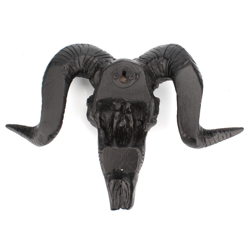 Simple black sheep horn wall hanging ornament — image 2
