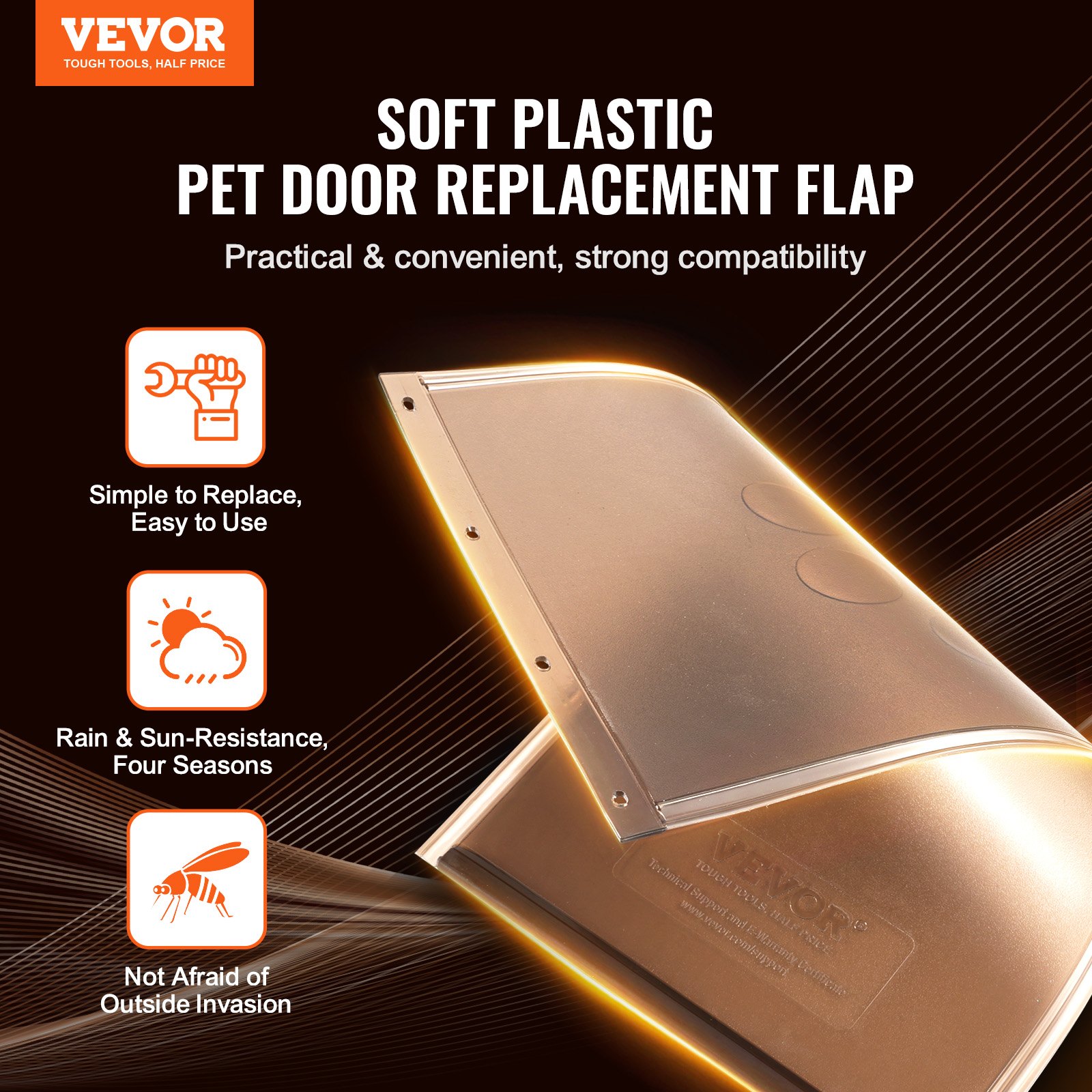 Reemplazo de la Hoja de la Puerta para Mascotas, Compatible con Puertas de Mascotas Flap, Mide 10.25" X 16.25" Duradero, Resiste el Clima, Hoja de Puerta de Perro de PVC Espesado con Cinta Magnética Larga (Grande) — imagen 3