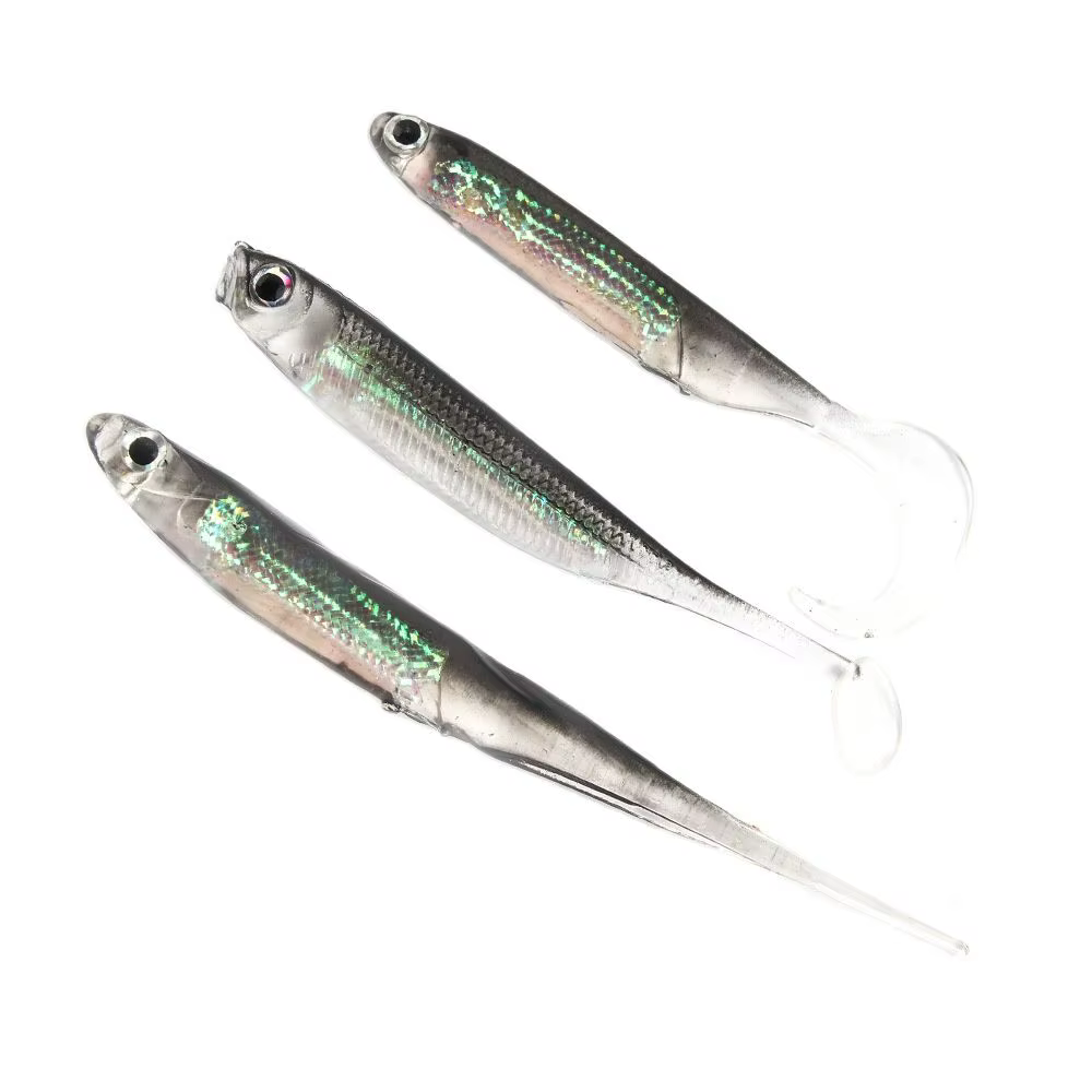 5Pcs/lote Carnada Suave de Pesca 7CM 7.5CM 1.7G 2.3G 2.7G Cola en T, Señuelos de Pesca Color Arcoíris con Lentejuelas, Cebo Giratorio Tipo Spinner — imagen 2