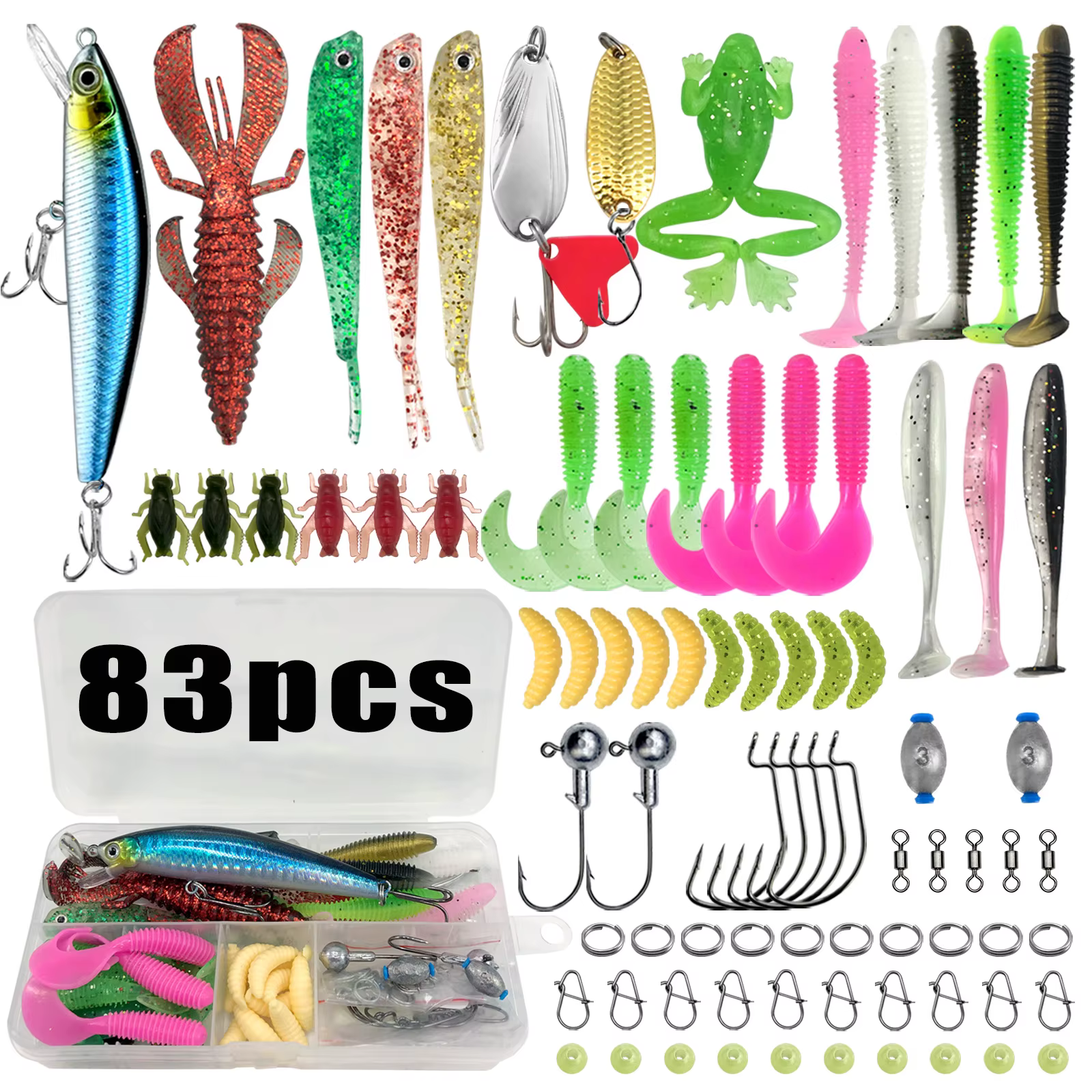 Fishing 83/133/193/239/409pcs Fishing Lure Kit For Trout/Pike/Bass Multi-Lure Fishing Set Layered Tackle Pro Gear Tackle Box — imagen 5