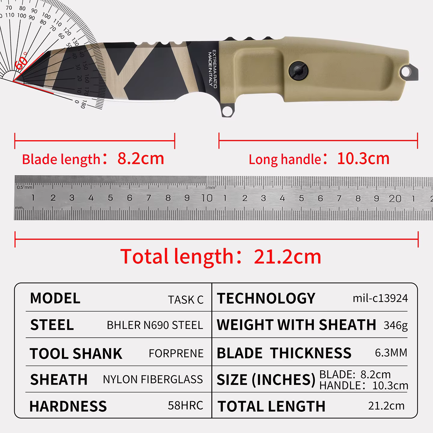 Extrema Ratio 'Mission' Outdoor Knife Multi-functional Portable Fishing Camping Emergency Tool — image 6
