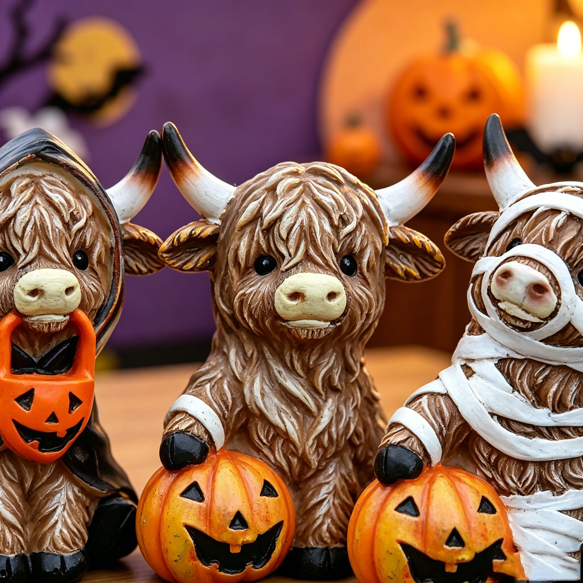 Figura de resino de vaca escocesa en forma de calabaza para decoración de Halloween — imagen 4