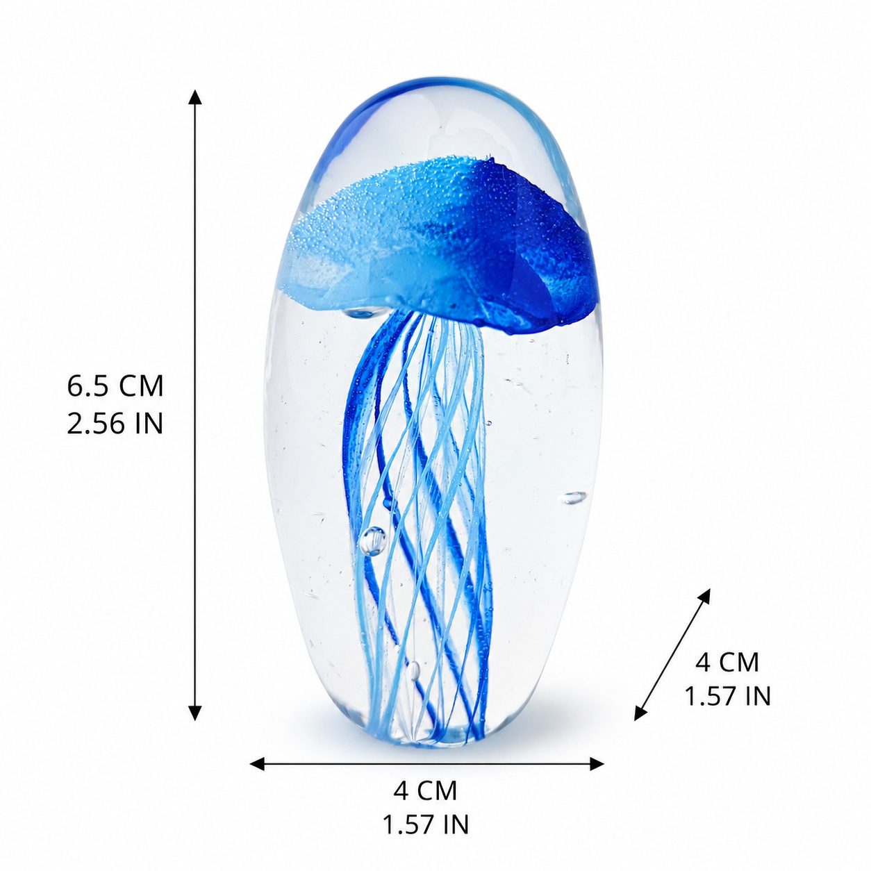 Handmade Glass Glow-in-the-Dark Jellyfish Ornament, Glass Paperweight, Ocean-Style Desk Decoration — image 7