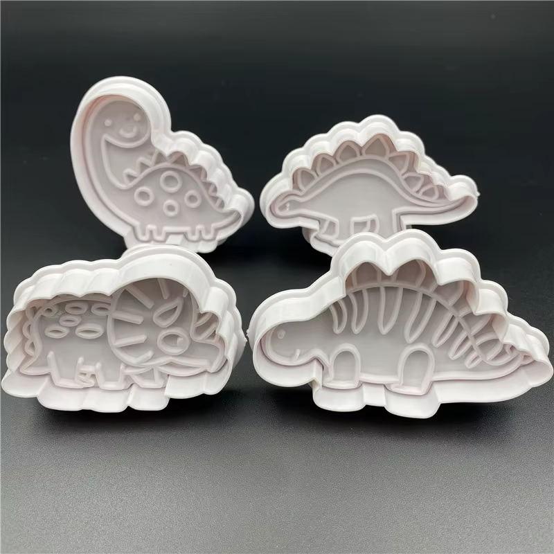 4Pcs/Set Dinosaur Plastic Decorative Biscuit Mold DIY Kitchen Cake Decorating Tools Cookie Cutter Stamp Fondant Embosser Die — image 1