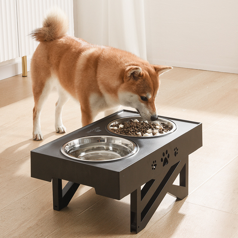 Pet Bowl Dog Bowl Pet Feeder Bowl Stainless Steel Bowl Folding Lifting Table Bowl — image 1