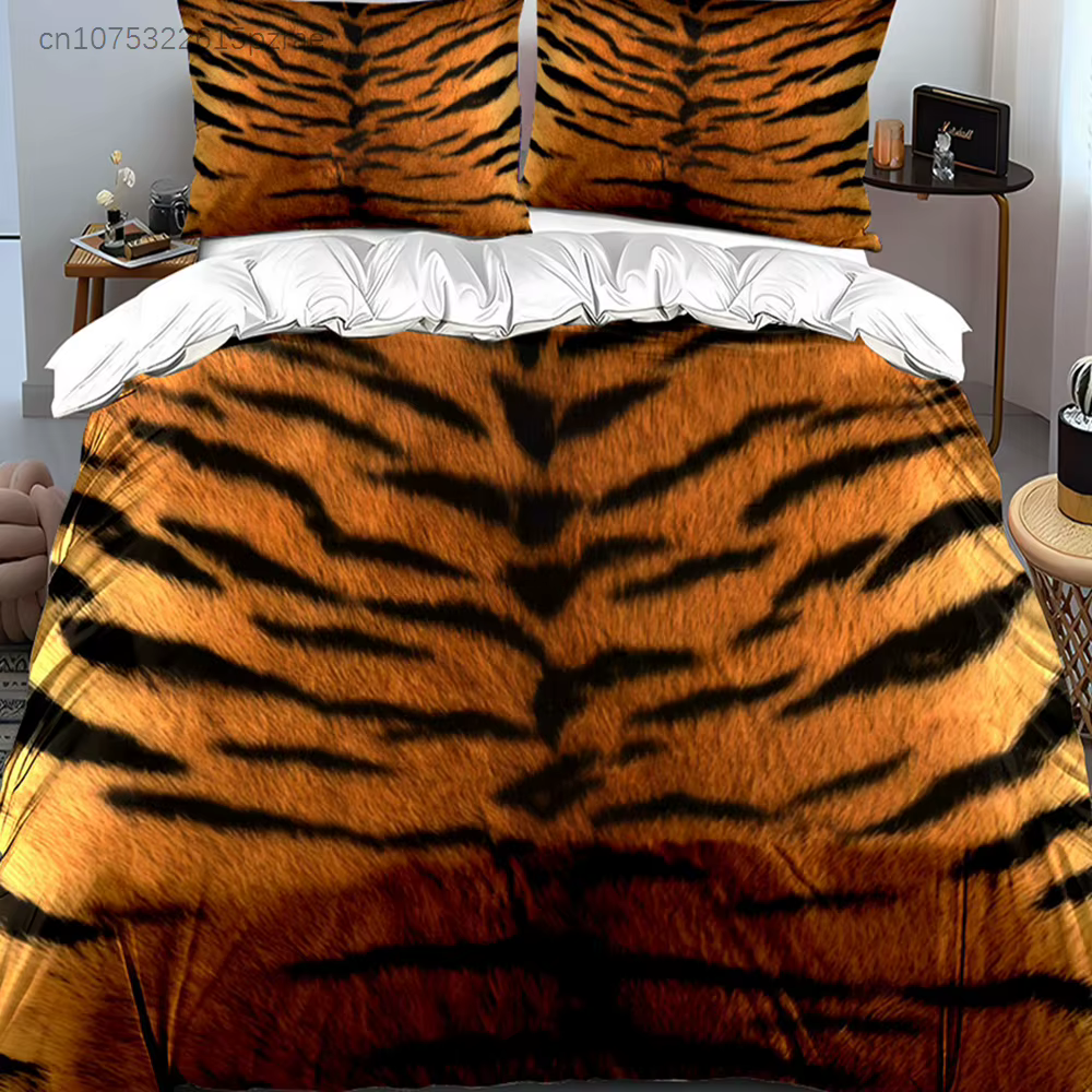 "Wild Tiger Print Decor Set" Multiple Sizes kid's And adults' Bedroom Exquisite 3PC Bedding set, Gift — image 5