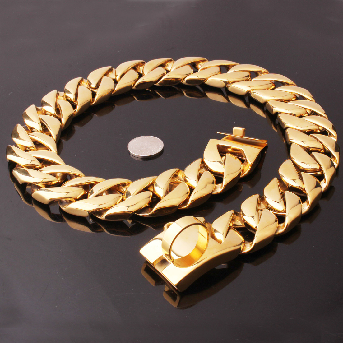 Stainless Steel Dog Collar Dog Necklace Gold Dog Chain Fierce Dog Castro Bully Doberman Bulldog Dog Chain — image 3