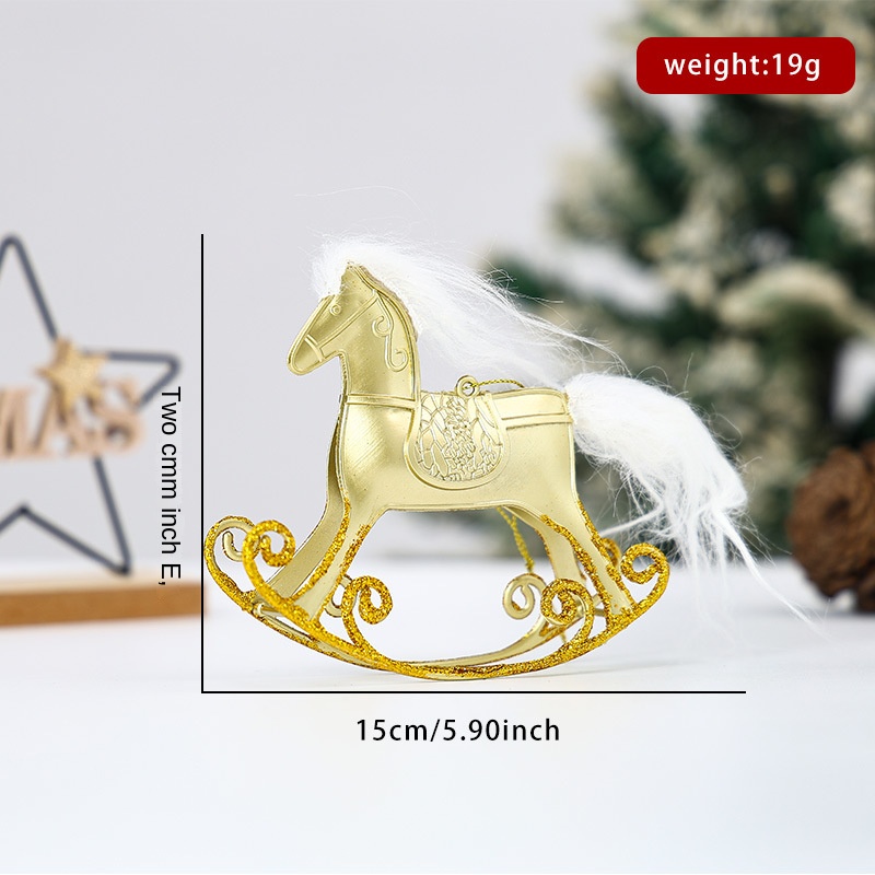 Christmas Decoration Swinging Wooden Horse Ornament, Christmas Gift Desk Decoration, Plastic Ornament, Christmas Tree Hanging Decor — image 9