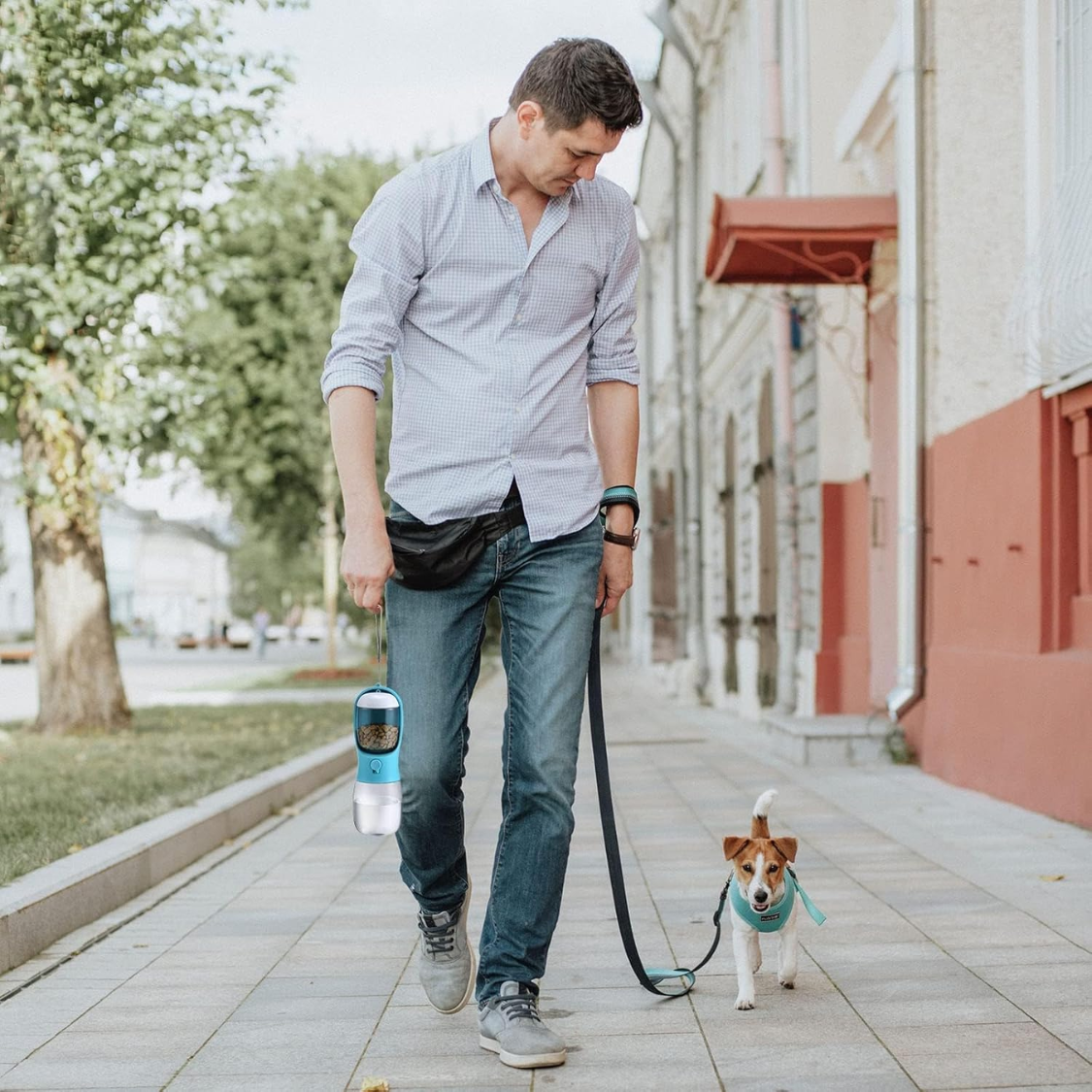 Botella de Agua para Perros con Contenedor de Comida, Tazón Portátil para Mascotas, Dispensador de Alimento para Viajes, Regalo para Perros Accesorios Esenciales para Paseos y Caminatas con Cachorros — imagen 5
