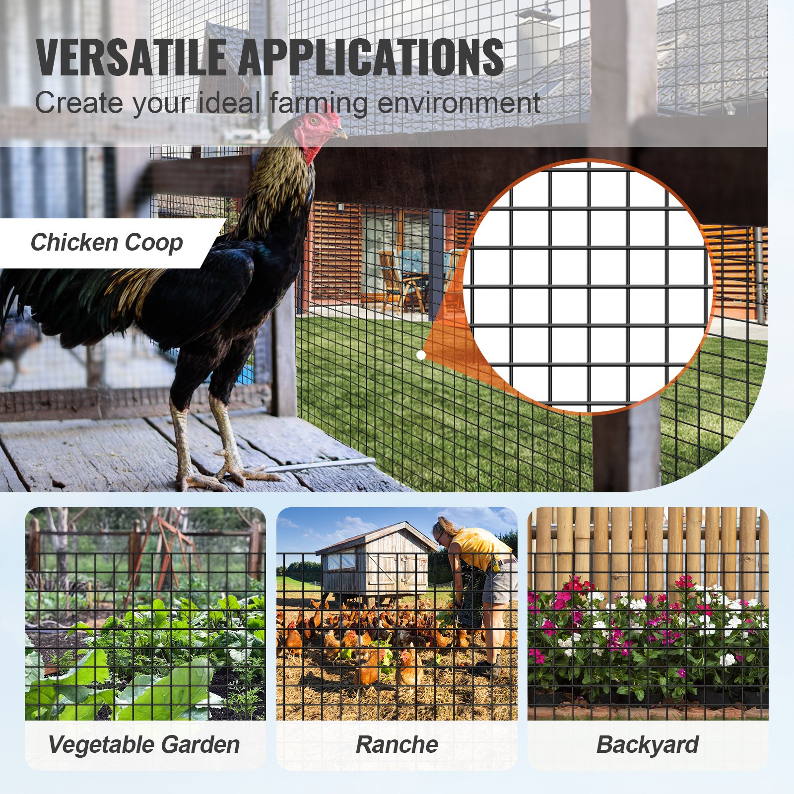 Hardware Cloth, 36'' X 100' Galvanized Wire Mesh Roll, 19 Gauge Chicken Wire Fence Roll, Vinyl Coating Metal Wire Mesh For Chicken Coop Barrier, Rabbit Snake Fences, Poultry Enclosures — imagen 2