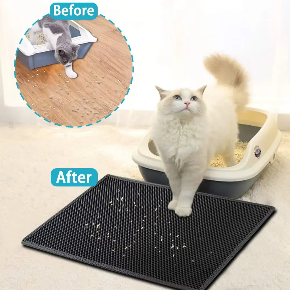 Cat Litter Mat With Gift Double Layer Waterproof Pet Litter Box Mat Non-slip Sand Cat Pad Washable Bed Mat Clean Pad Products — image 2