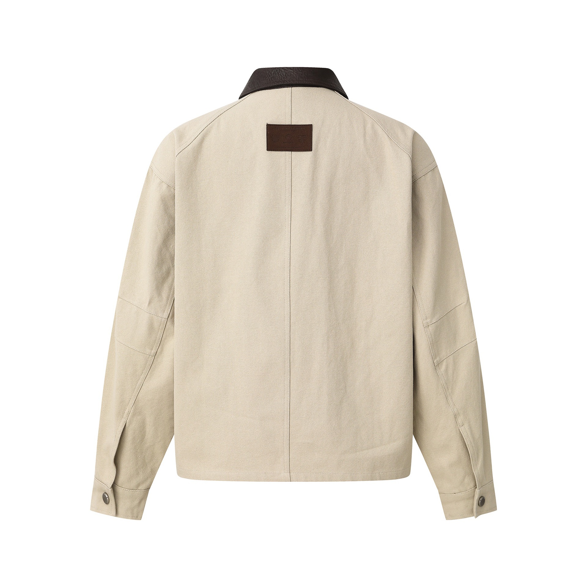 Color-blocked Lapel Zip-up Jacket Barn Style Multi-pocket Coat — image 3