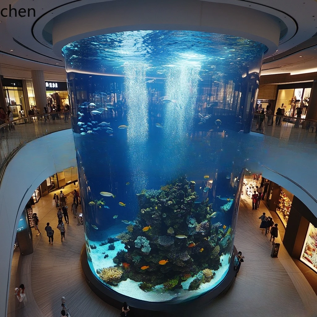 Tanque de Acuario Gigante Villa Hotel Orgánico Vidrio Grande para Peces Decorativos — imagen 2