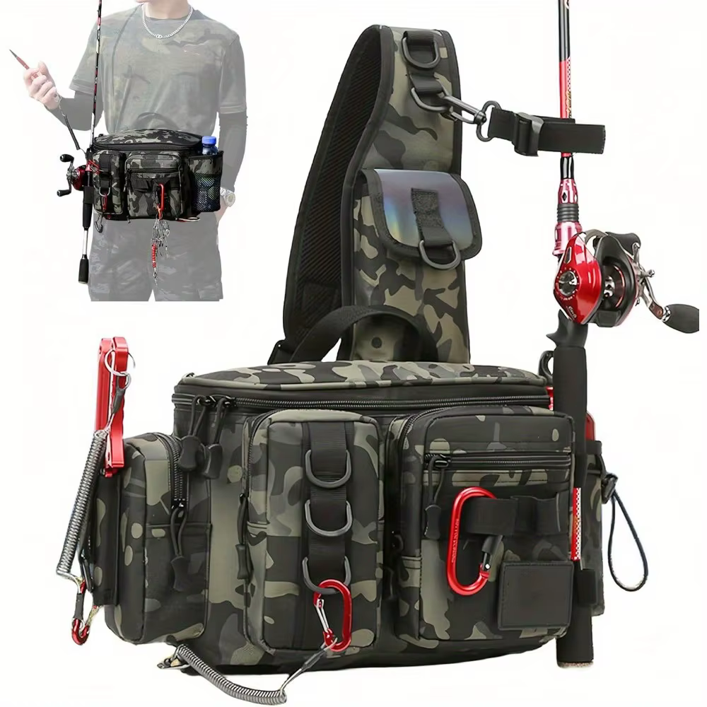 Mochila de Equipo de Pesca Bolsa de Cintura para Pescar Bolsa de Hombro para Equipo de Pesca - Perfecto para Pesca, Acampada, Senderismo y Más — imagen 1