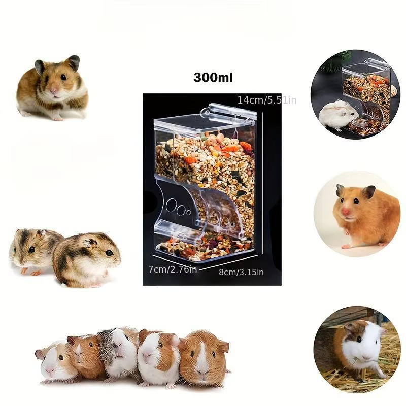 Alimentador Automático Transparente para Hamsters y Conejos de Alimento Plástico Contenedor Dispensador — imagen 5