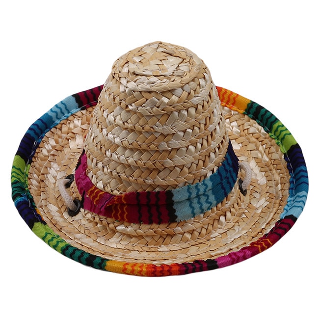 Straw Sombrero Mexican Hat Pet Adjustable Buckle Multicolor Pet Straw Dog Cat Hat — image 8