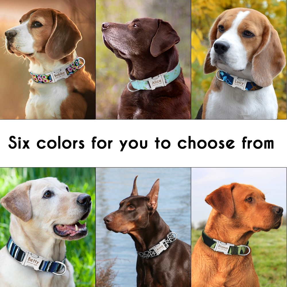 Dog Collar Personalized Nylon Pet Dog Tag Collar Custom Puppy Cat Nameplate ID Collars Adjustable For Medium Large Dogs Engraved — image 5