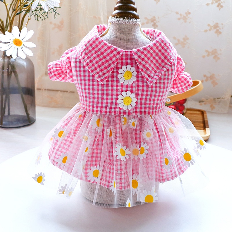 Vestido de verano para perros, falda princesa, teddy, rejilla, vestido Pettiskirt, ropa para mascotas, disfraz de cachorro, ropa de primavera para mascotas — imagen 3