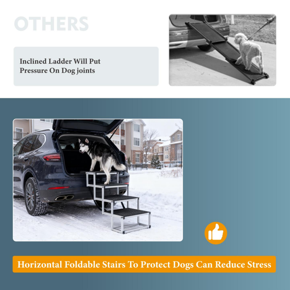 Paso de Perro Plegable para Vehículos, Accesorios Portátiles para Perros Grandes con Superficie Antideslizante y Diseño Reforzado, Ligero pero Resistente hasta 250lbs — imagen 2