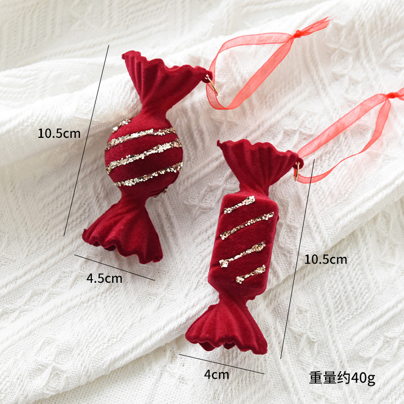 Christmas decoration red flocking elk bell pendant Christmas tree decoration ornaments — image 14