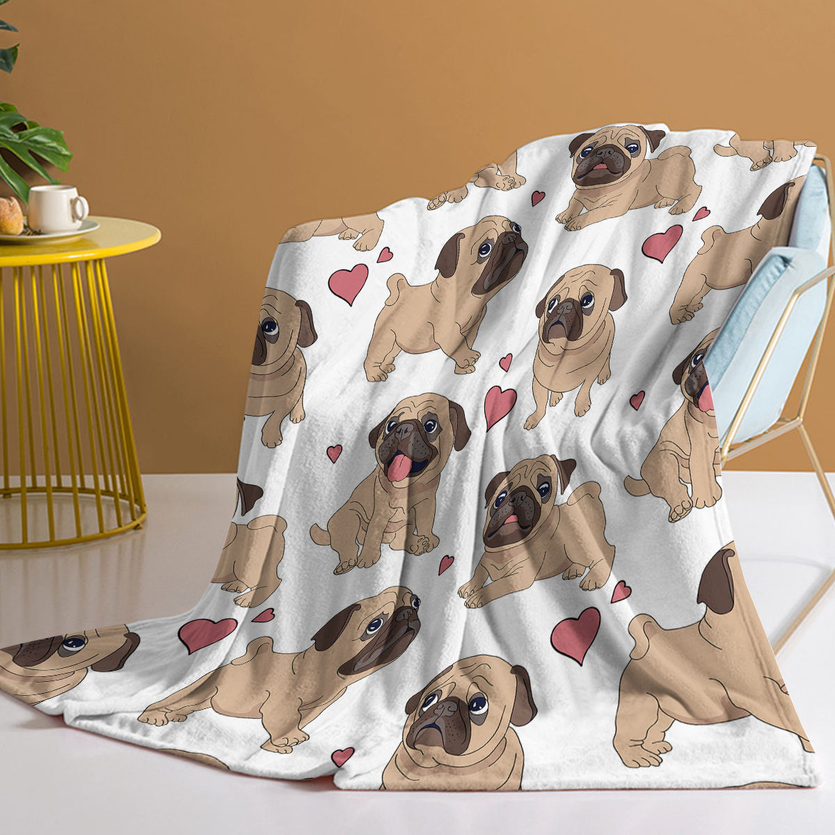 Manta de Estilo Cariñoso de Perro Lapón con Patrón de Corazones Colorido Suave y Amigable para la Piel — imagen 6