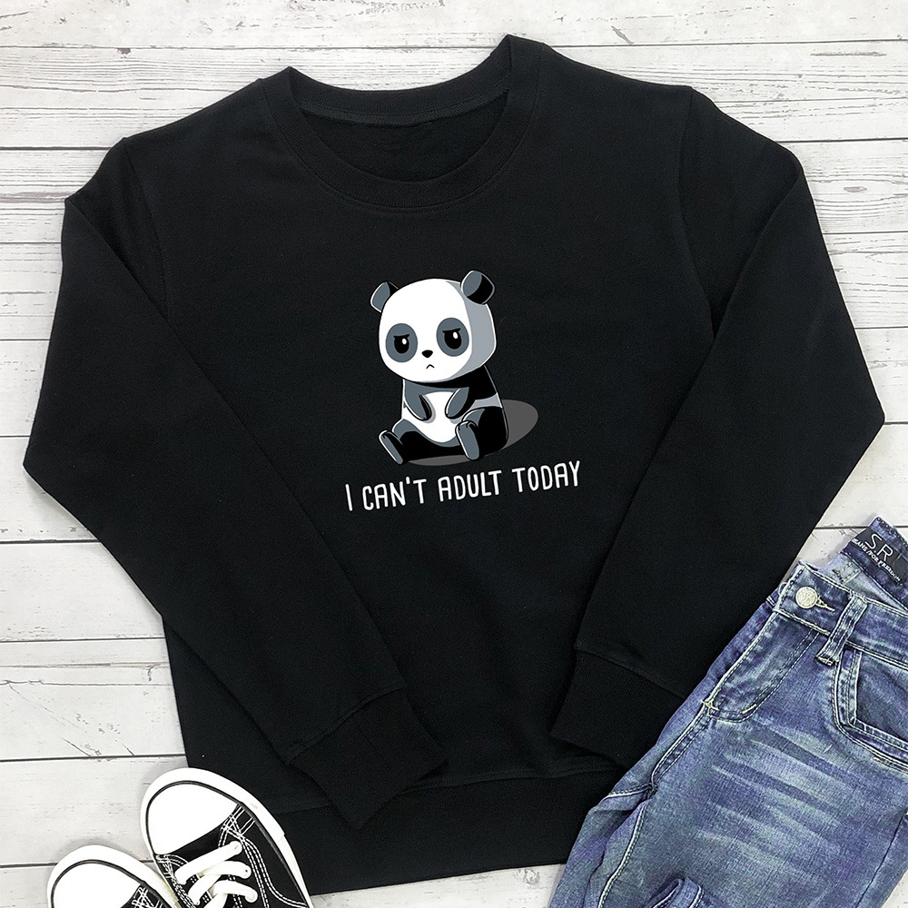 I CAN'T ADULT TODAY letter panda printed hoodie — image 4