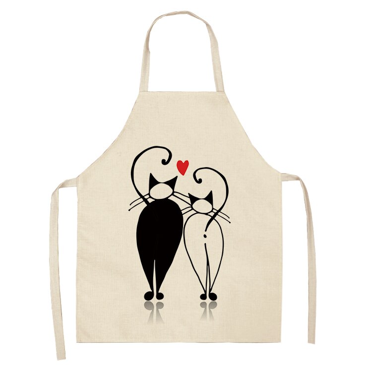Cat Kitchen Aprons For Women Cotton Linen Bibs Household Cleaning Pinafore Home Cooking Apron kids kitchen barber — image 10