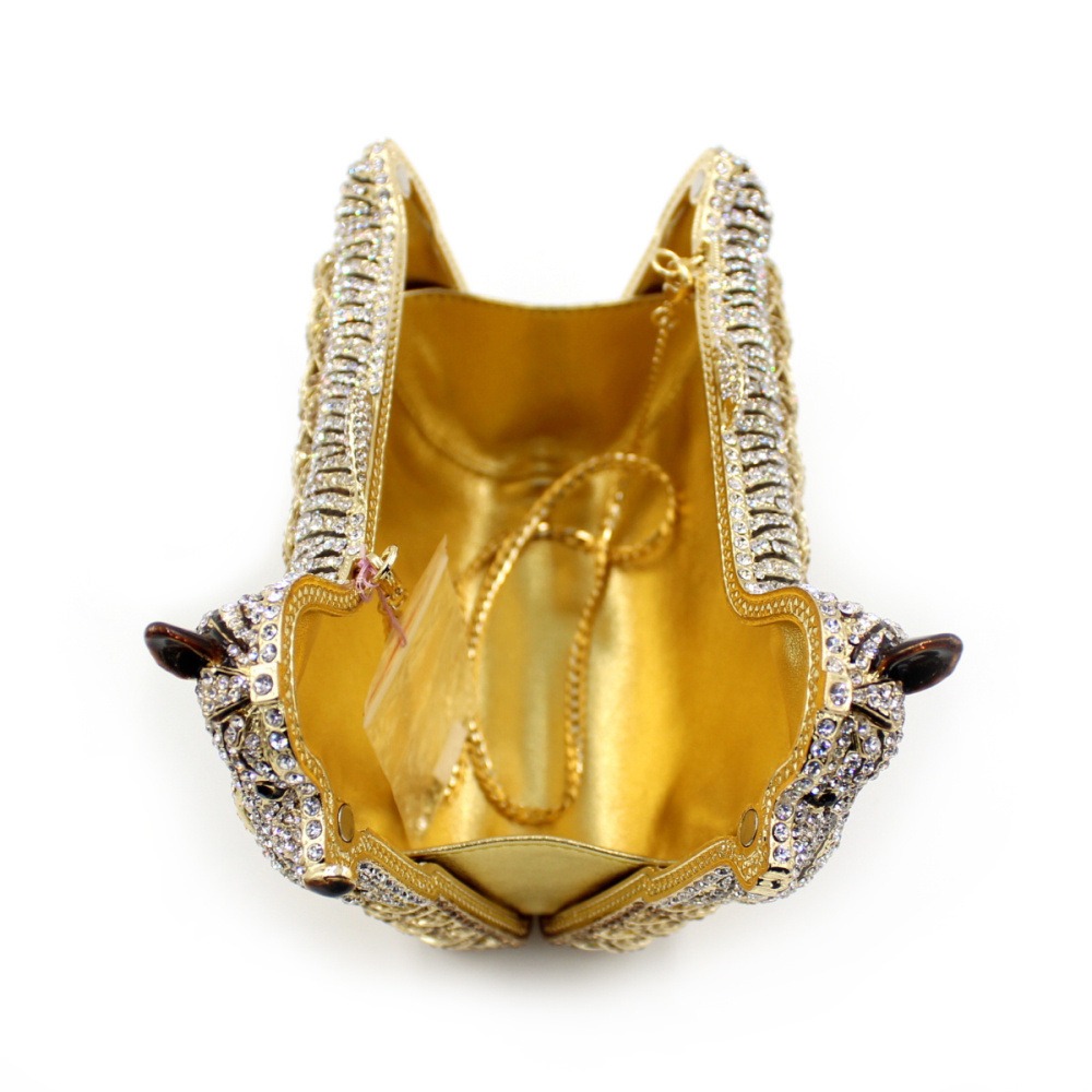 Mochila de perro con diamantes, bolsa de comida de cristal metálico hueco, bolsa de diamantes inlaid a mano, bolsa de mano para mujeres — imagen 3