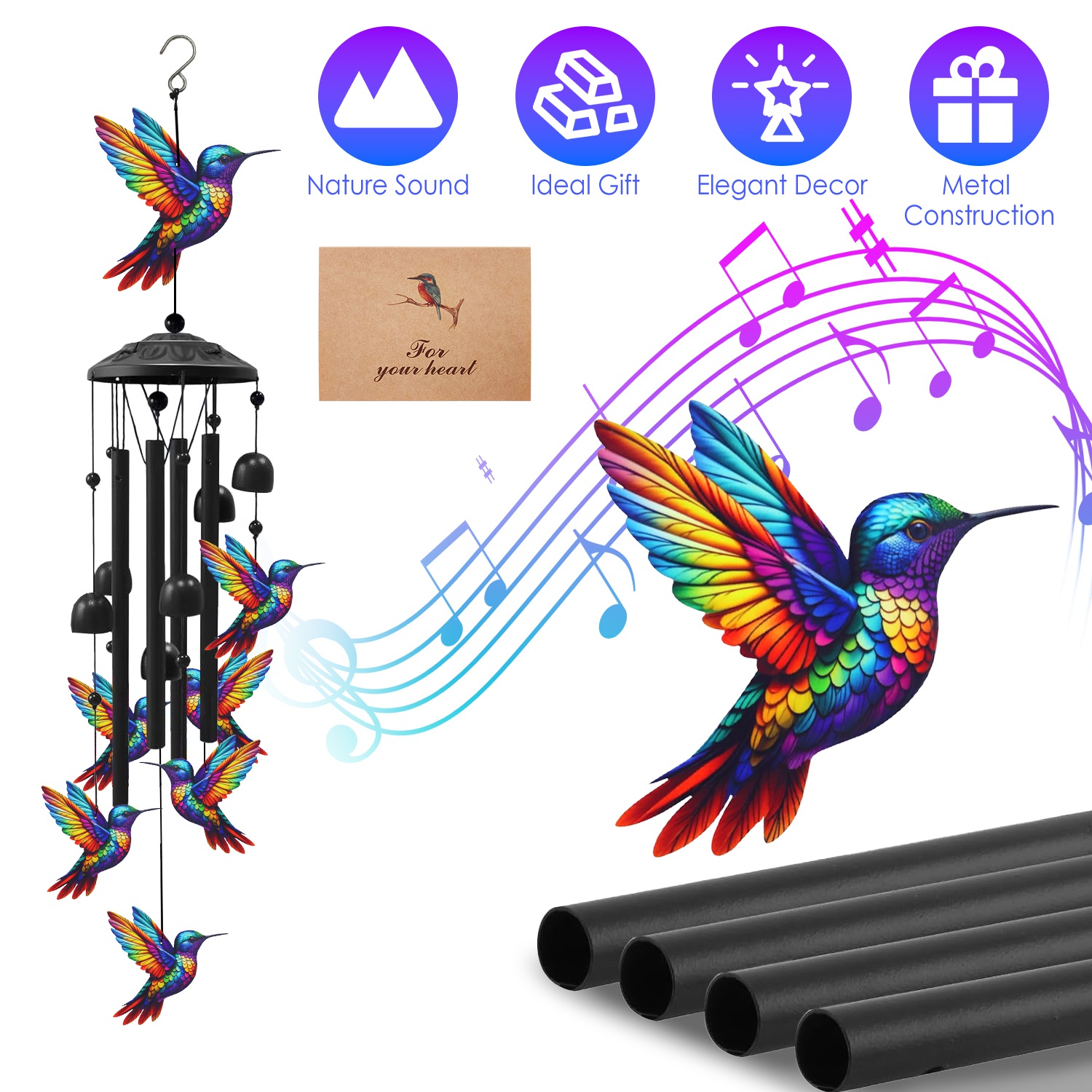 Butterfly Wind Chimes For Outside Metal Wind Chimes With Aluminum Tubes Deep Soothing Sound Decor For Garden Yard Home Patio Gift For Women Men — image 13