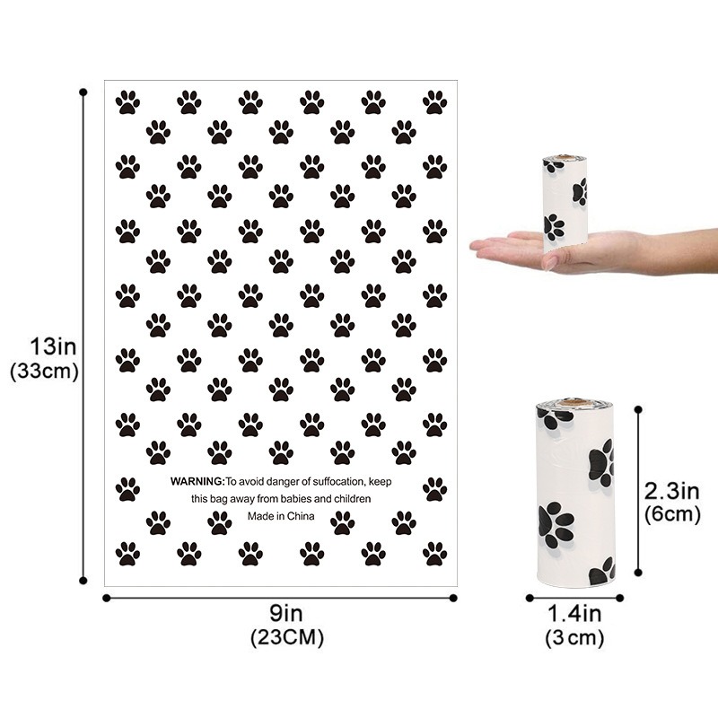 White Footprint Dog Poop Collection Bag D2W Photo Oxygen Degradation Pet Garbage Bag Pet Supplies — image 3