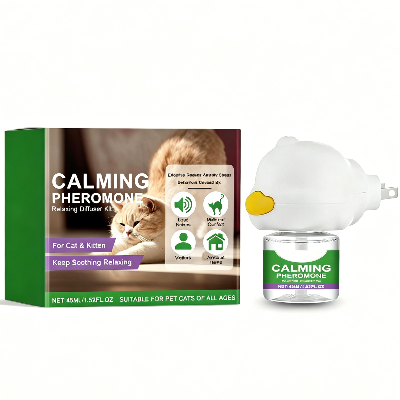 Kit de Diffusor de Fеромonas Calmantes para Gatos 45ml, Alivio del Estrés para Gatos Ansiosos y Kittenes — imagen 1
